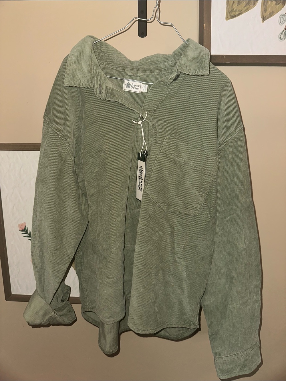 Alpine Design Corduroy Shirt Jacket in Light Olive